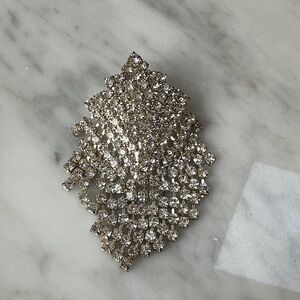 Elegant Silver Crystal Brooch